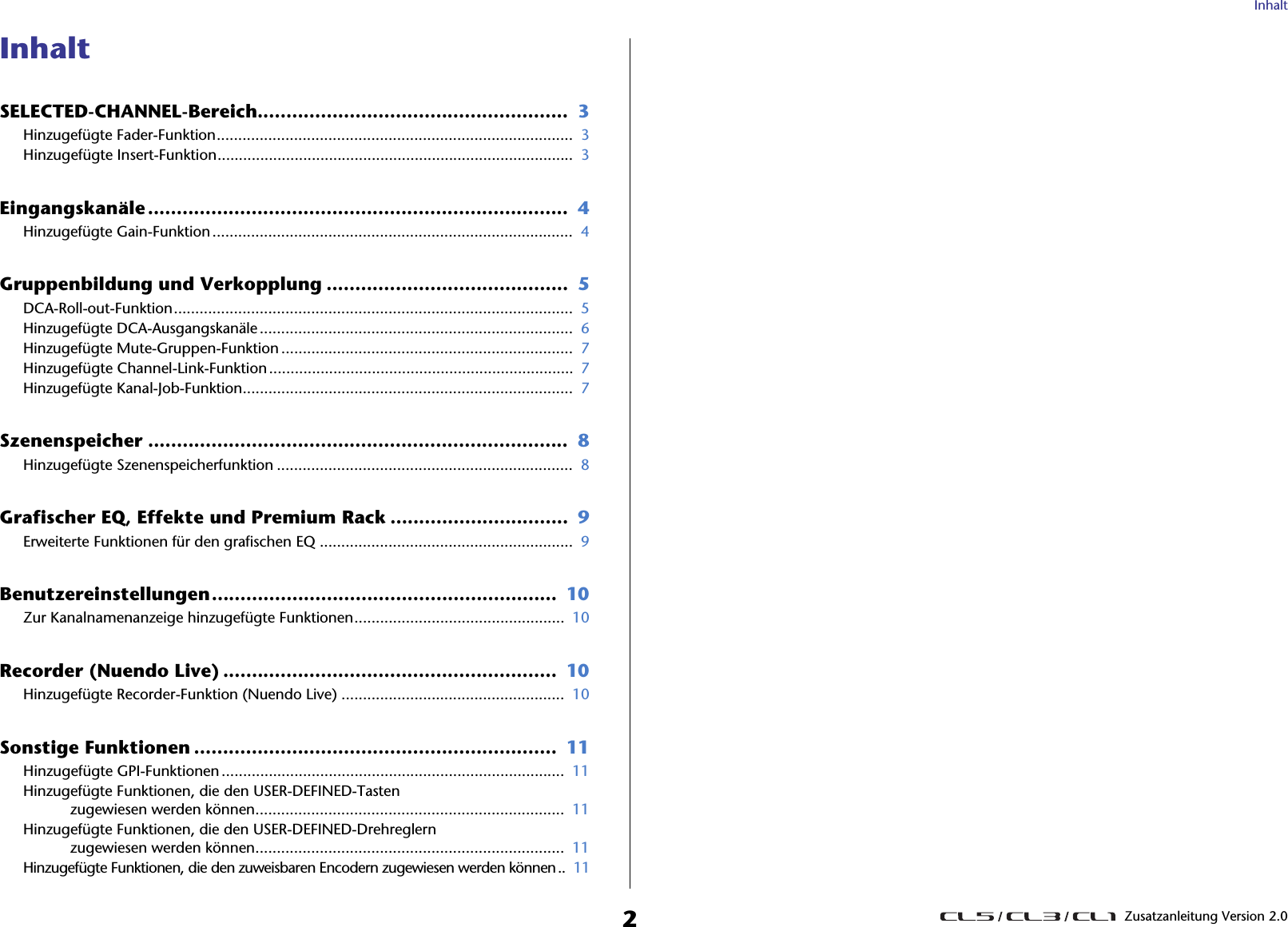 Yamaha CL5/CL3/CL1 V2.0 Supplementary Manual Manual[German] Cl5 De Sm