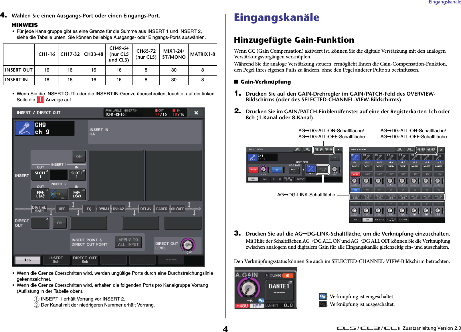 Yamaha CL5/CL3/CL1 V2.0 Supplementary Manual Manual[German] Cl5 De Sm