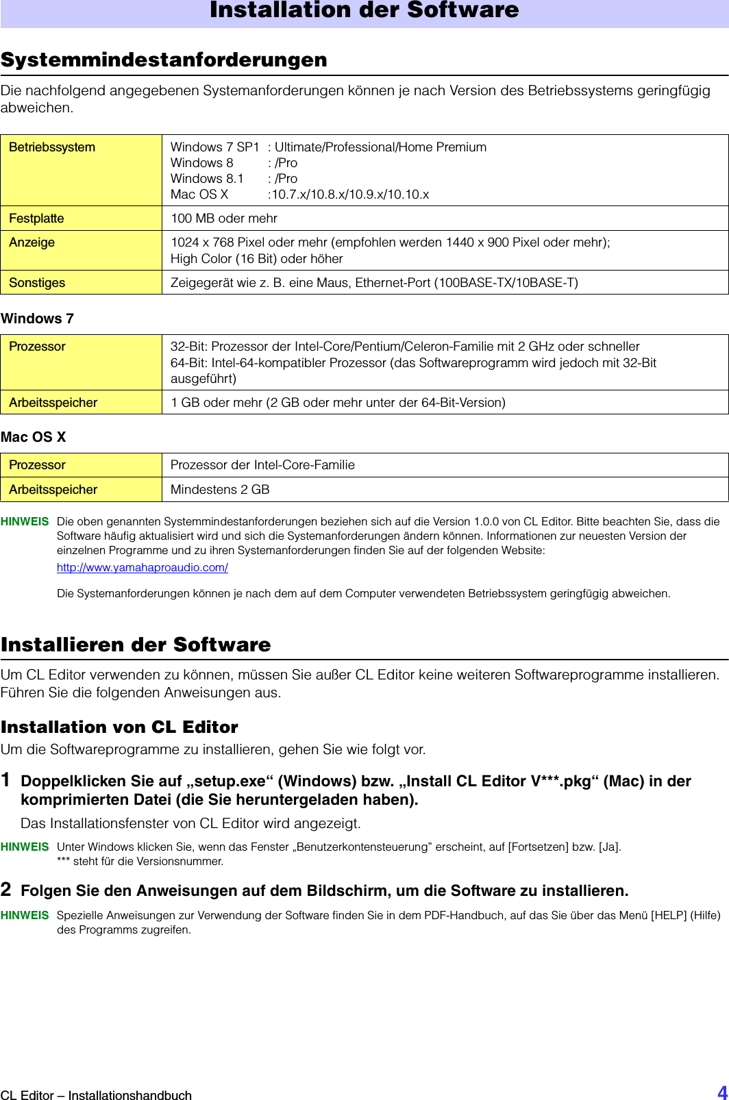 Page 4 of 10 - Yamaha CL Editor Installation Guide Cleditor De Ig B0