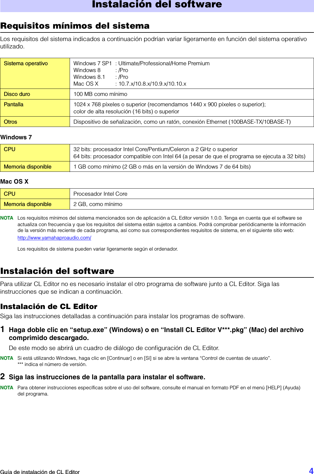Page 4 of 10 - Yamaha CL Editor Installation Guide Cleditor Es Ig B0