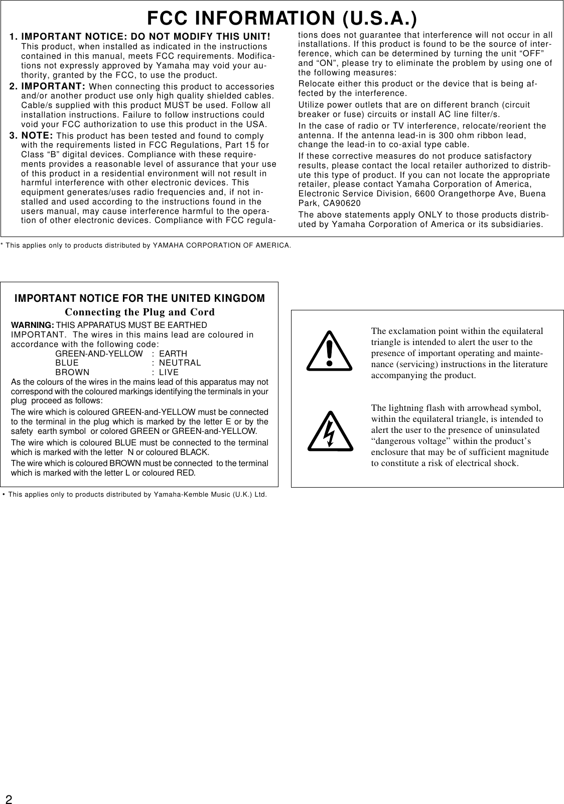 Page 2 of 9 - Yamaha DG60-112(E) DG60-112 Owner's Manual 1