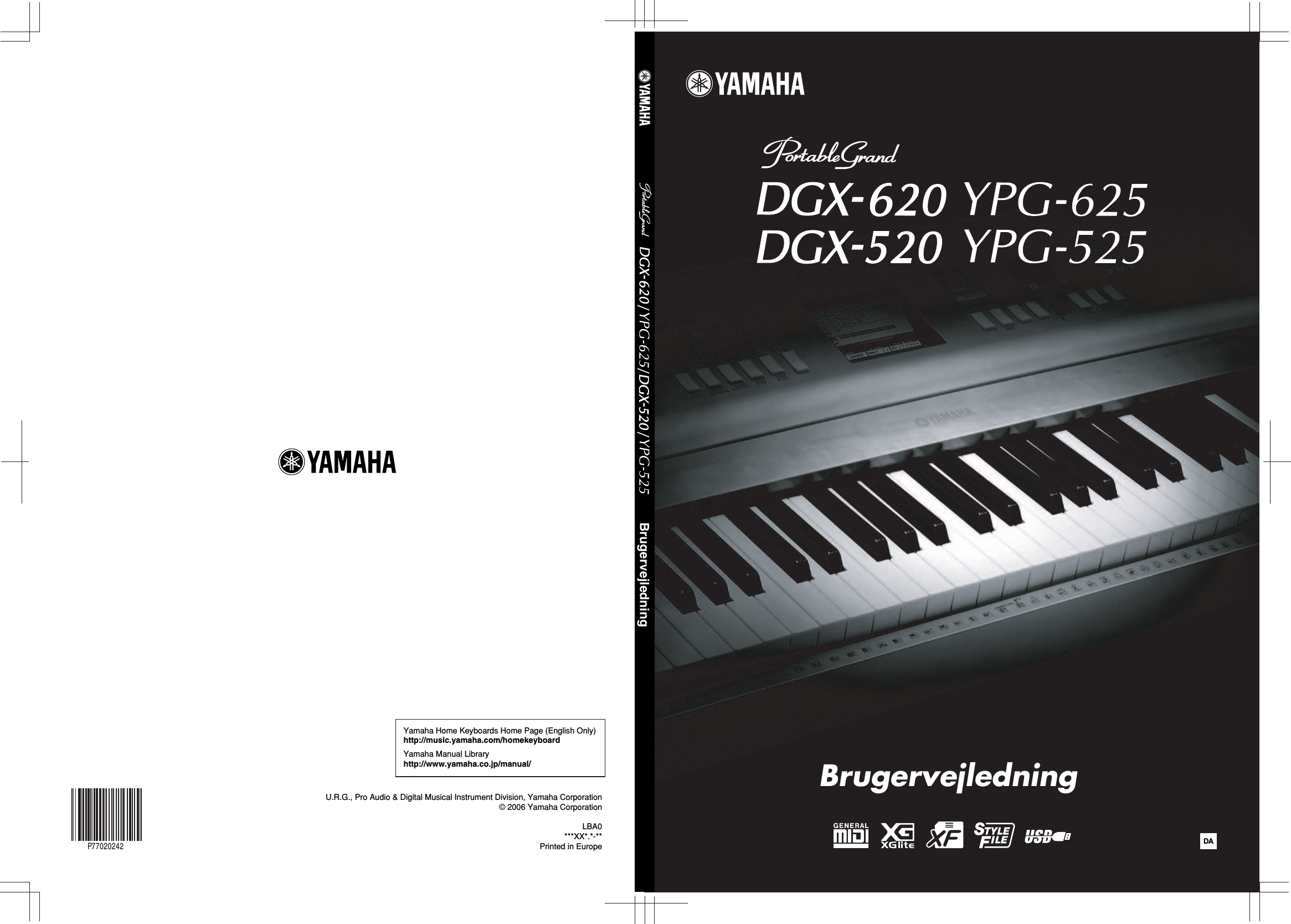 Yamaha DGX 620 520 YPG 625 525 Owner's Manual Dgx620 Da Om - 