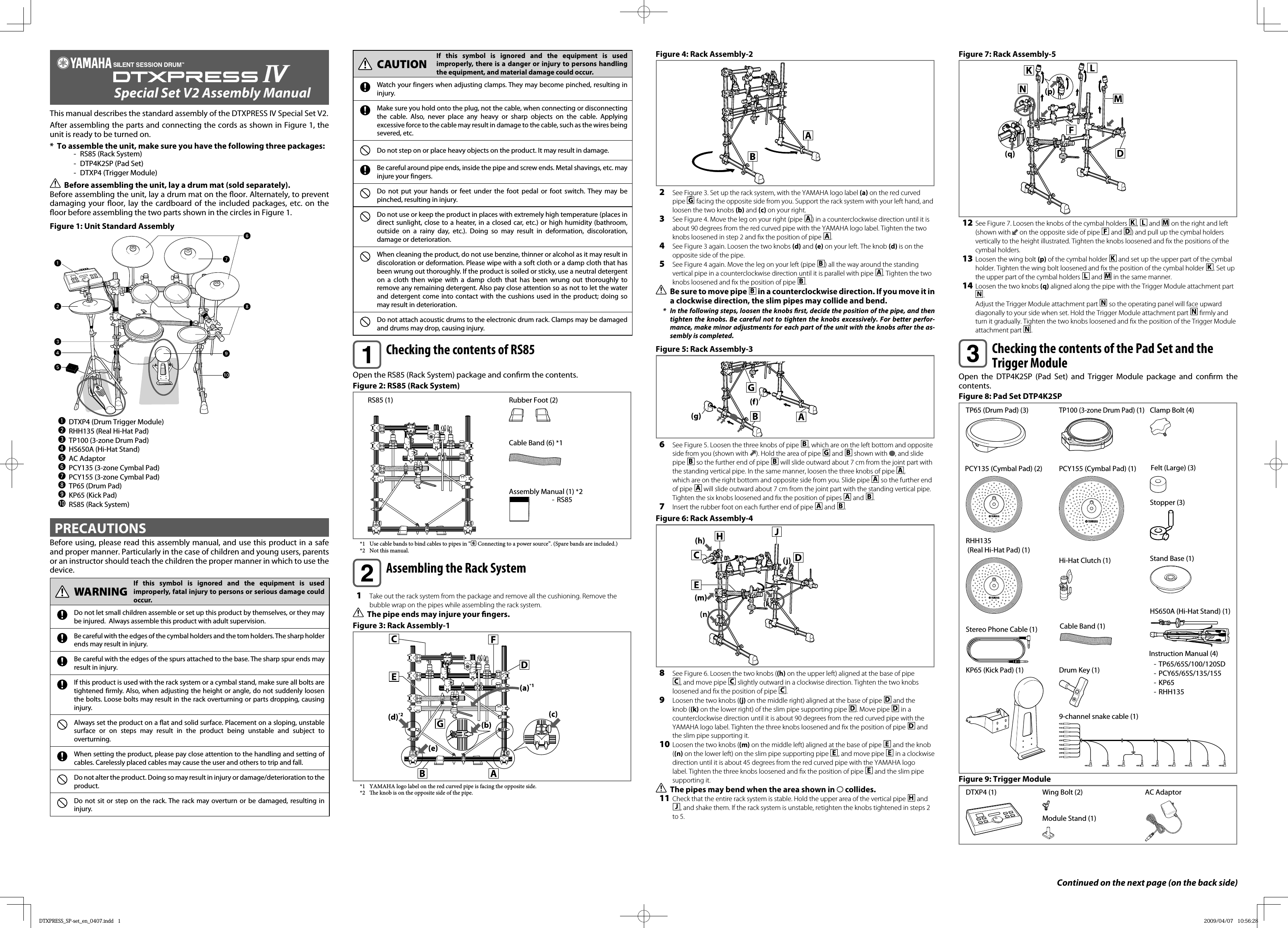 Yamaha DTXPRESS IV Special Set Assembly Manual Dtxp4sp En Am A0