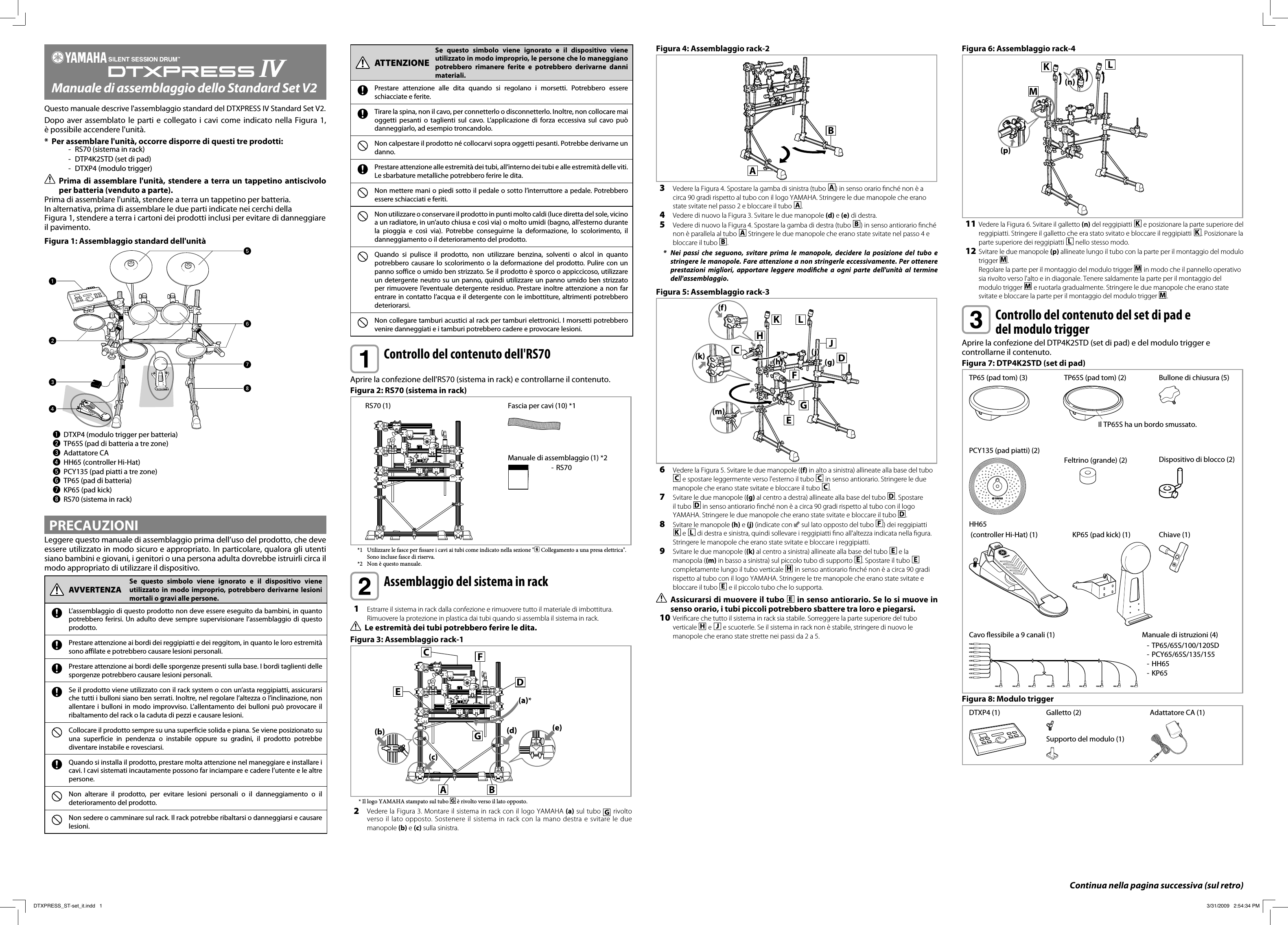 Page 1 of 2 - Yamaha DTXPRESS IV Standard Set Assembly Manual Dtxp4std It Am A0