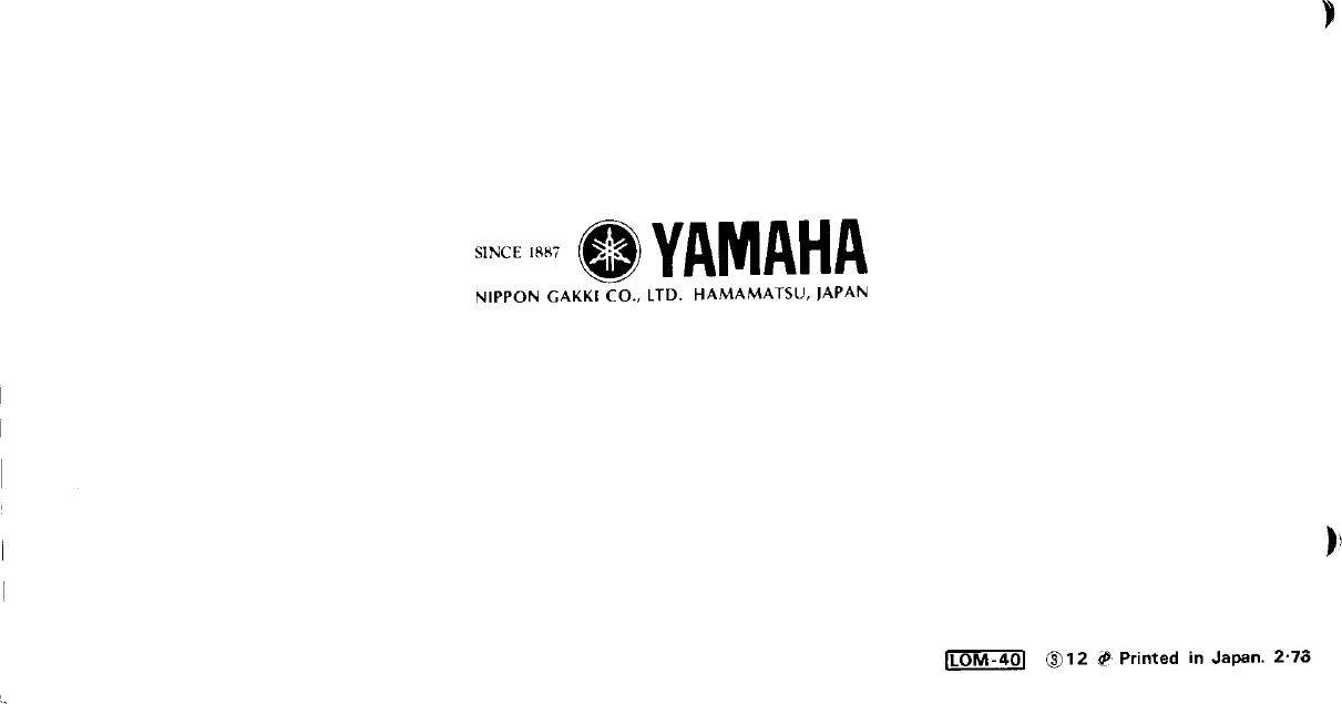 Page 11 of 11 - Yamaha  EM-150 Owner's Manual (Image) Em150 En