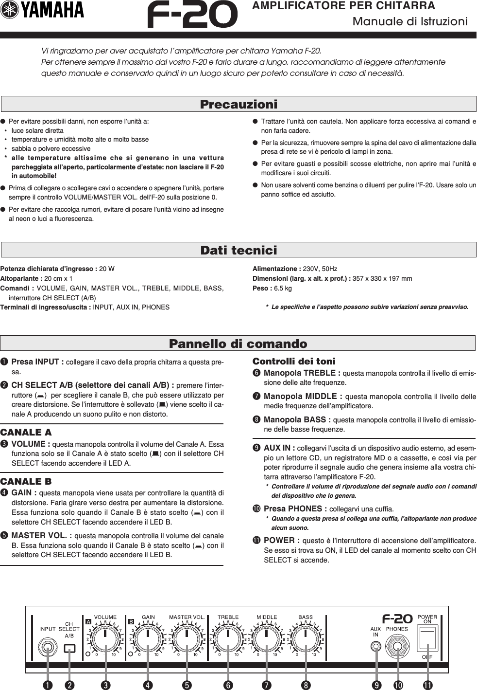 Page 6 of 7 - Yamaha  F-20 Owner's Manual F20 De