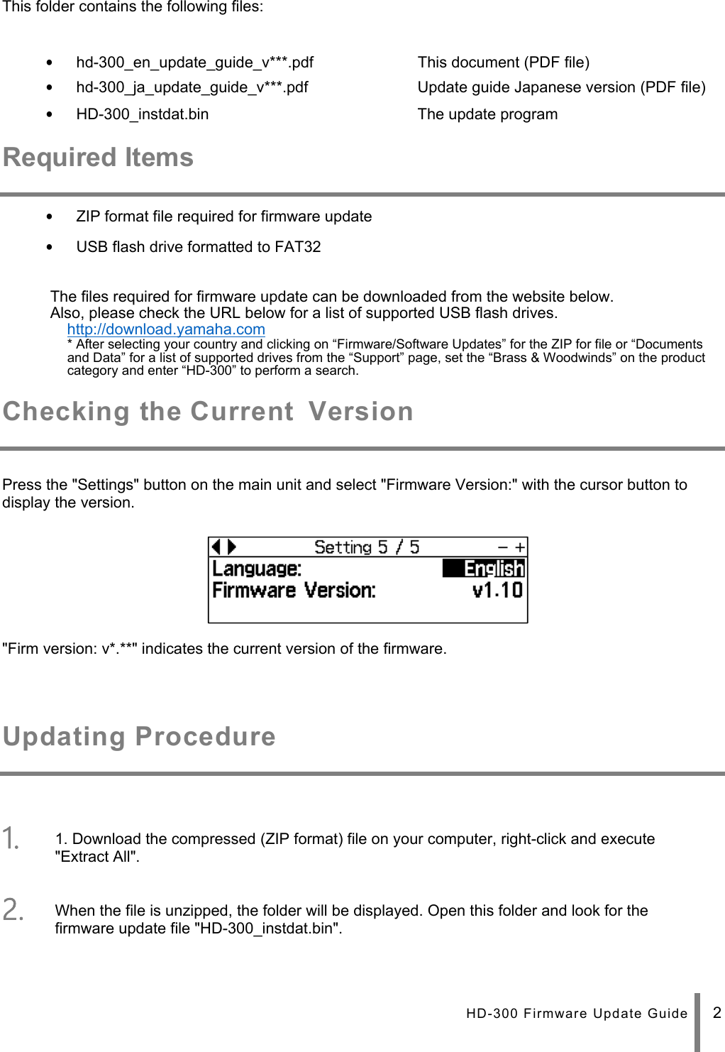 Page 2 of 3 - Yamaha HD-300 Firmware Update Guide En V200