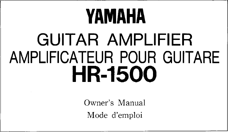 Page 1 of 5 - Yamaha  HR-1500 Owner's Manual (Image) Hr1500 En