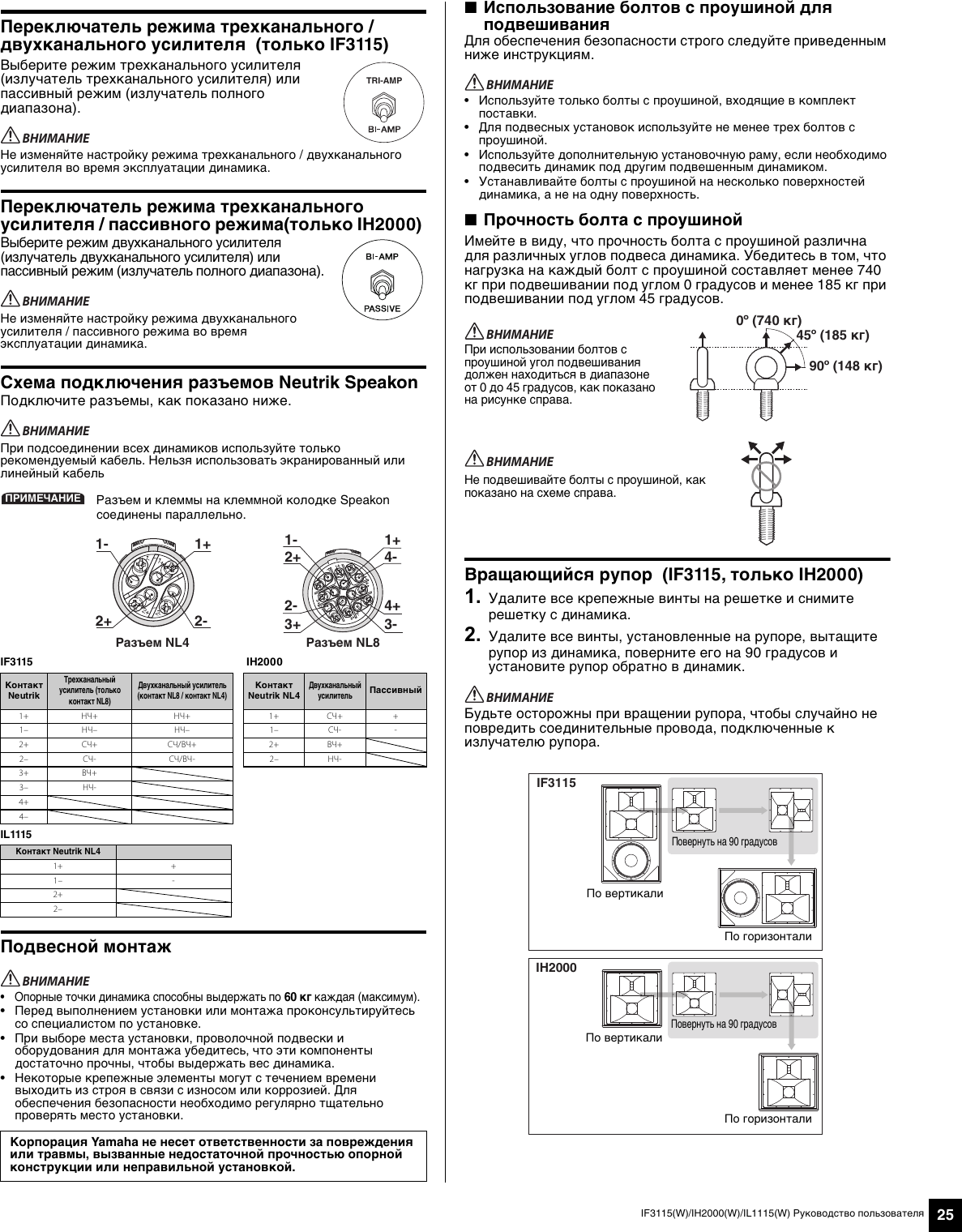 Page 5 of 10 - Yamaha IF3115/64(W), IF3115/95(W), IH2000/64(W), IH2000/95(W), IL1115(W) OWNER'S MANUAL IH2000/64, If3115 Ru Om A0