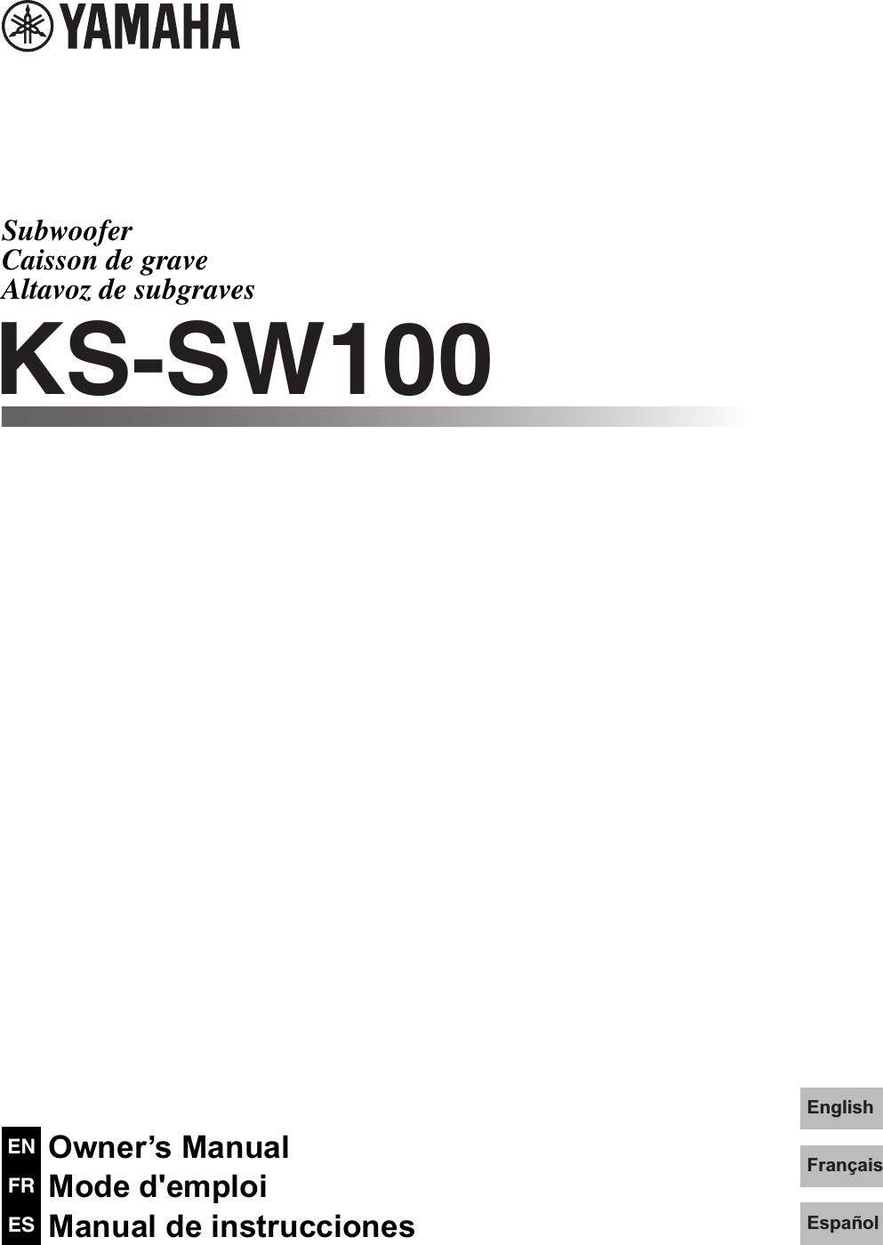 Page 1 of 12 - Yamaha KS-SW100 Owner’s Manual Owner's Kssw100 En Om A0