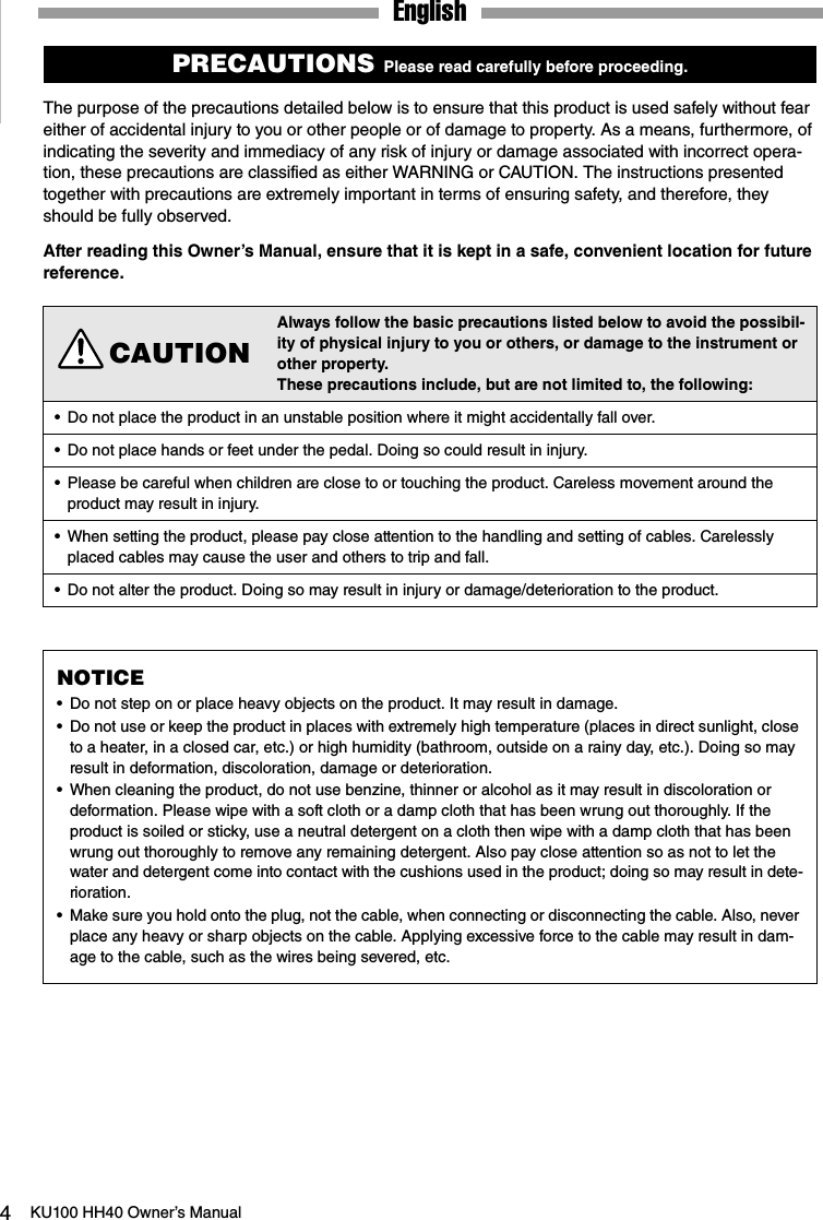 Page 4 of 10 - Yamaha KU100 HH40 Owner's Manual En Om C0
