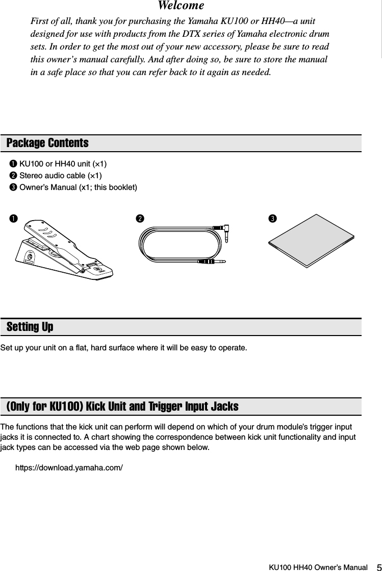 Page 5 of 10 - Yamaha KU100 HH40 Owner's Manual En Om C0