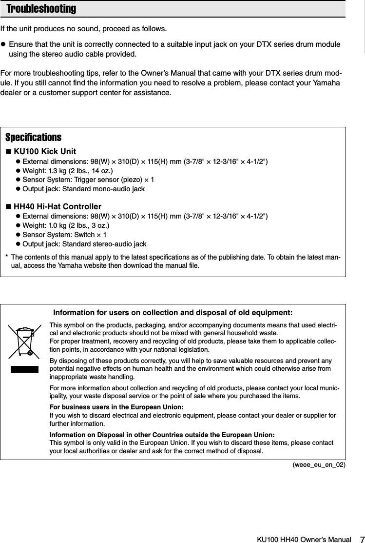 Page 7 of 10 - Yamaha KU100 HH40 Owner's Manual En Om C0