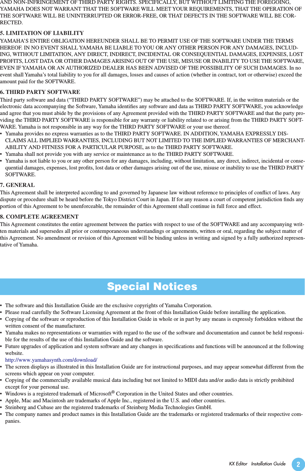 Page 2 of 5 - Yamaha KX Editor Installation Guide KX25 / KX49 KX61 KX8 Kxeditor En Ig A0