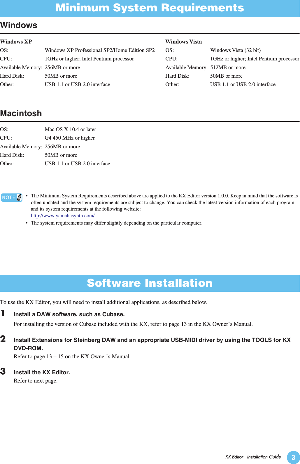 Page 3 of 5 - Yamaha KX Editor Installation Guide KX25 / KX49 KX61 KX8 Kxeditor En Ig A0