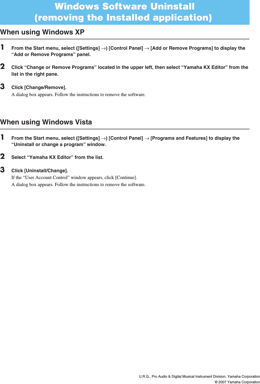 Page 5 of 5 - Yamaha KX Editor Installation Guide KX25 / KX49 KX61 KX8 Kxeditor En Ig A0