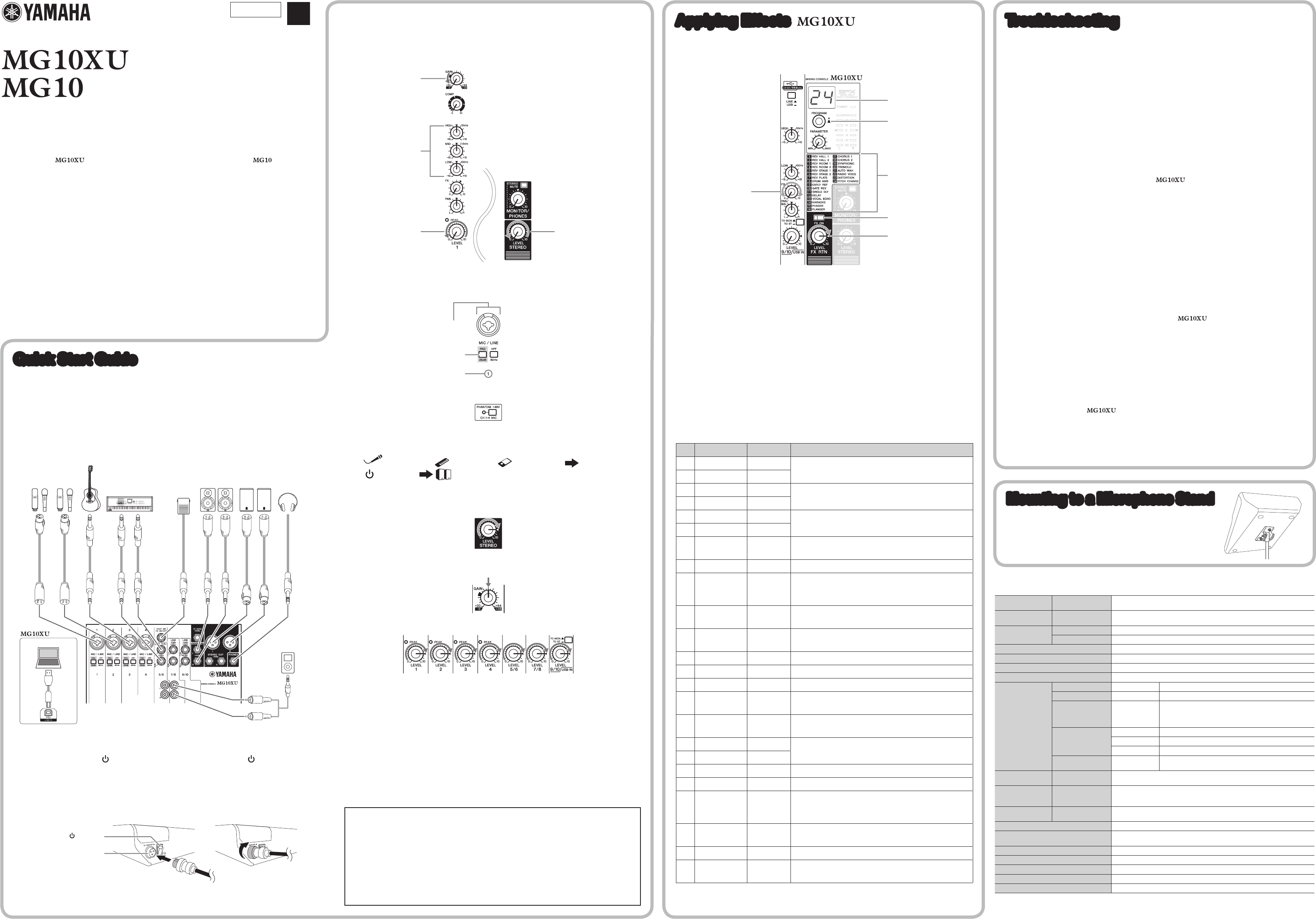 Yamaha MG10XU/MG10 Owner's Manual Mg10xu En Om C0