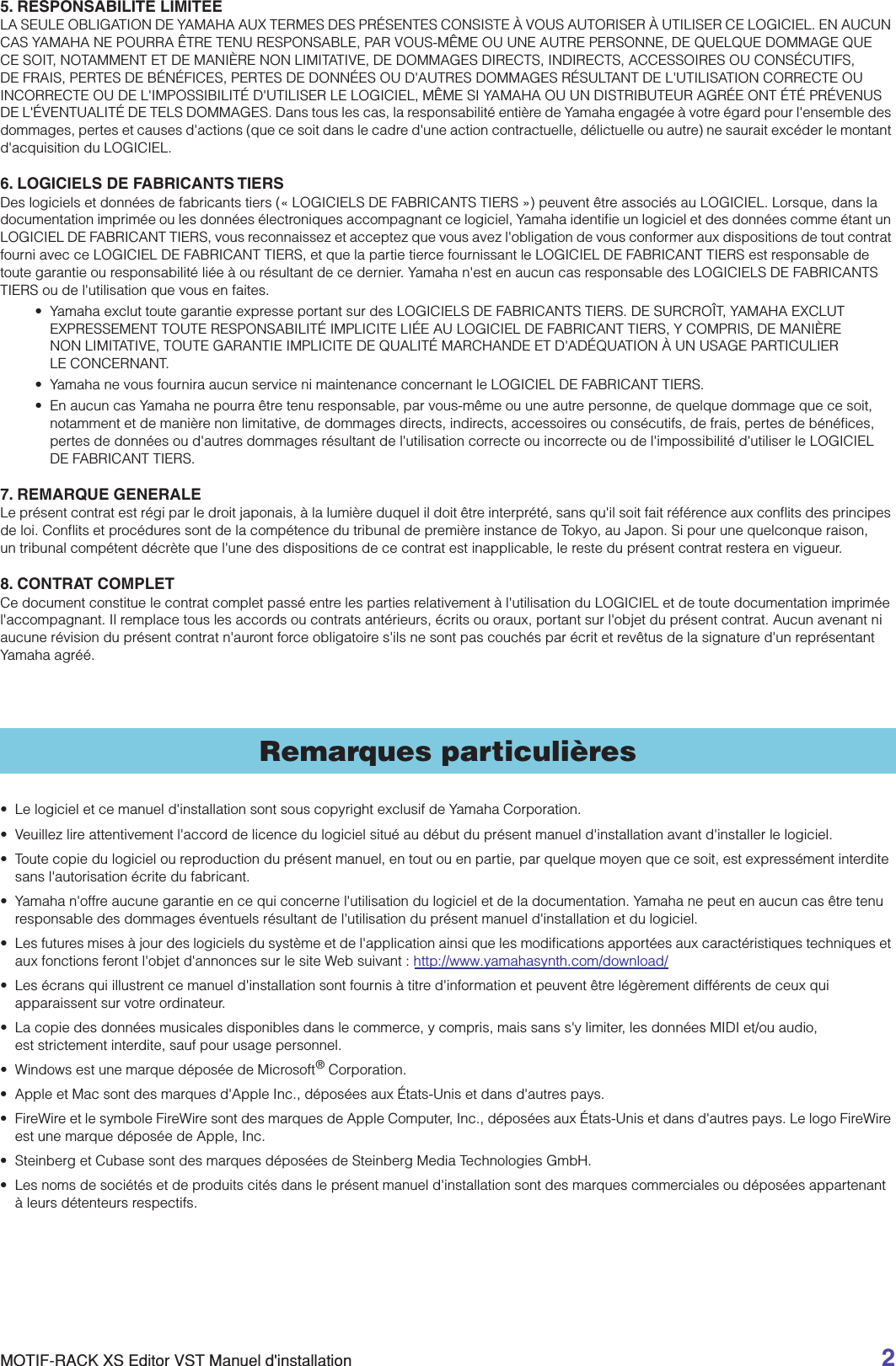 Page 2 of 6 - Yamaha MOTIF-RACK XS Editor VST Installation Guide (V1.5.1 Or Later) Motifrackxs Editorvst Fr Ig B0