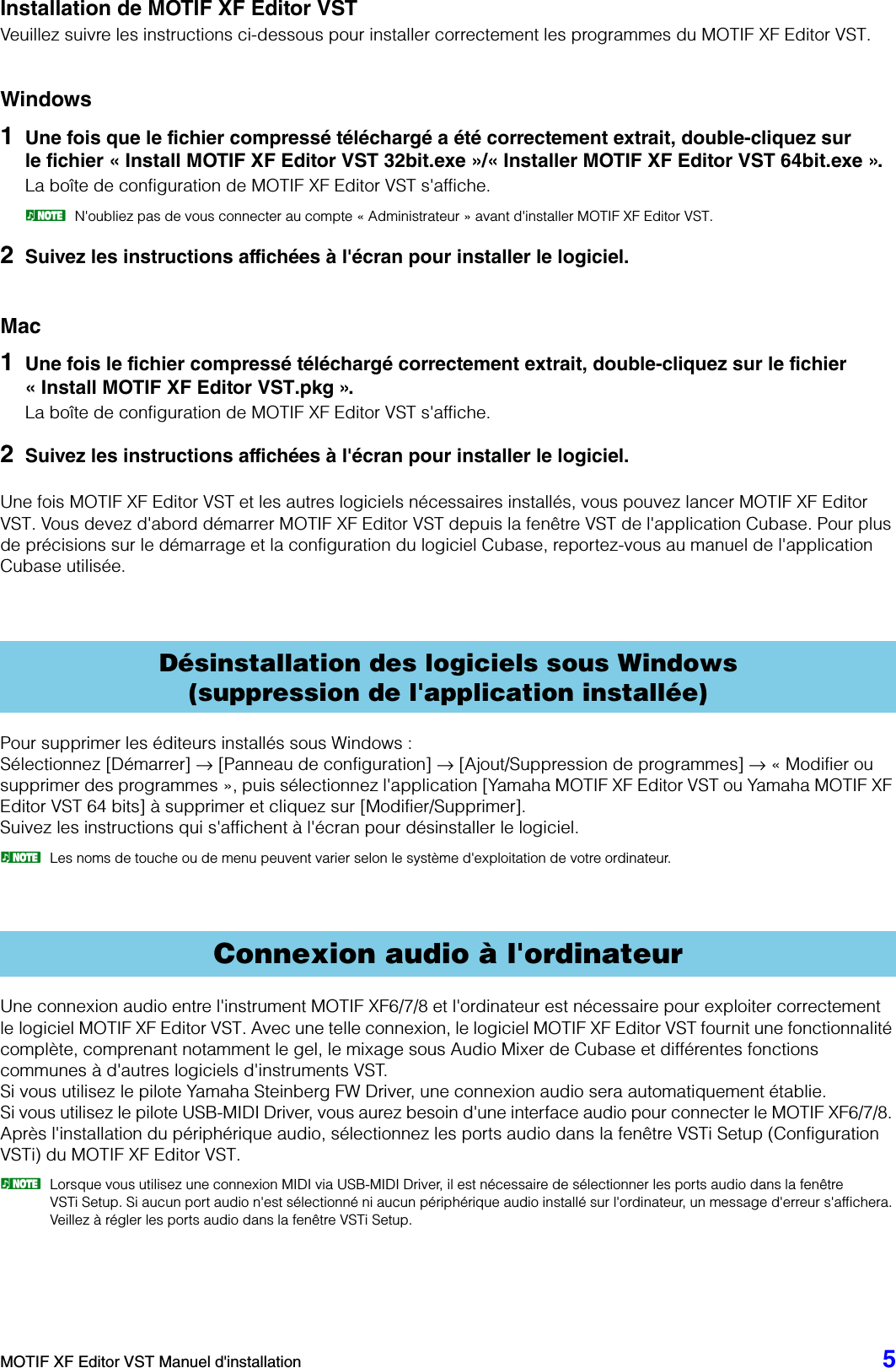 Page 5 of 6 - Yamaha MOTIF XF Editor VST Installation Guide (V1.4.0, V1.5.0) Motifxf Fr Ig A0