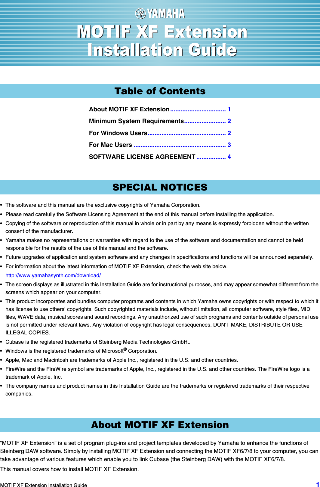 Page 1 of 5 - Yamaha MOTIF XF Extension　Installation Guide Extension Installation Motifxf En Ig A0