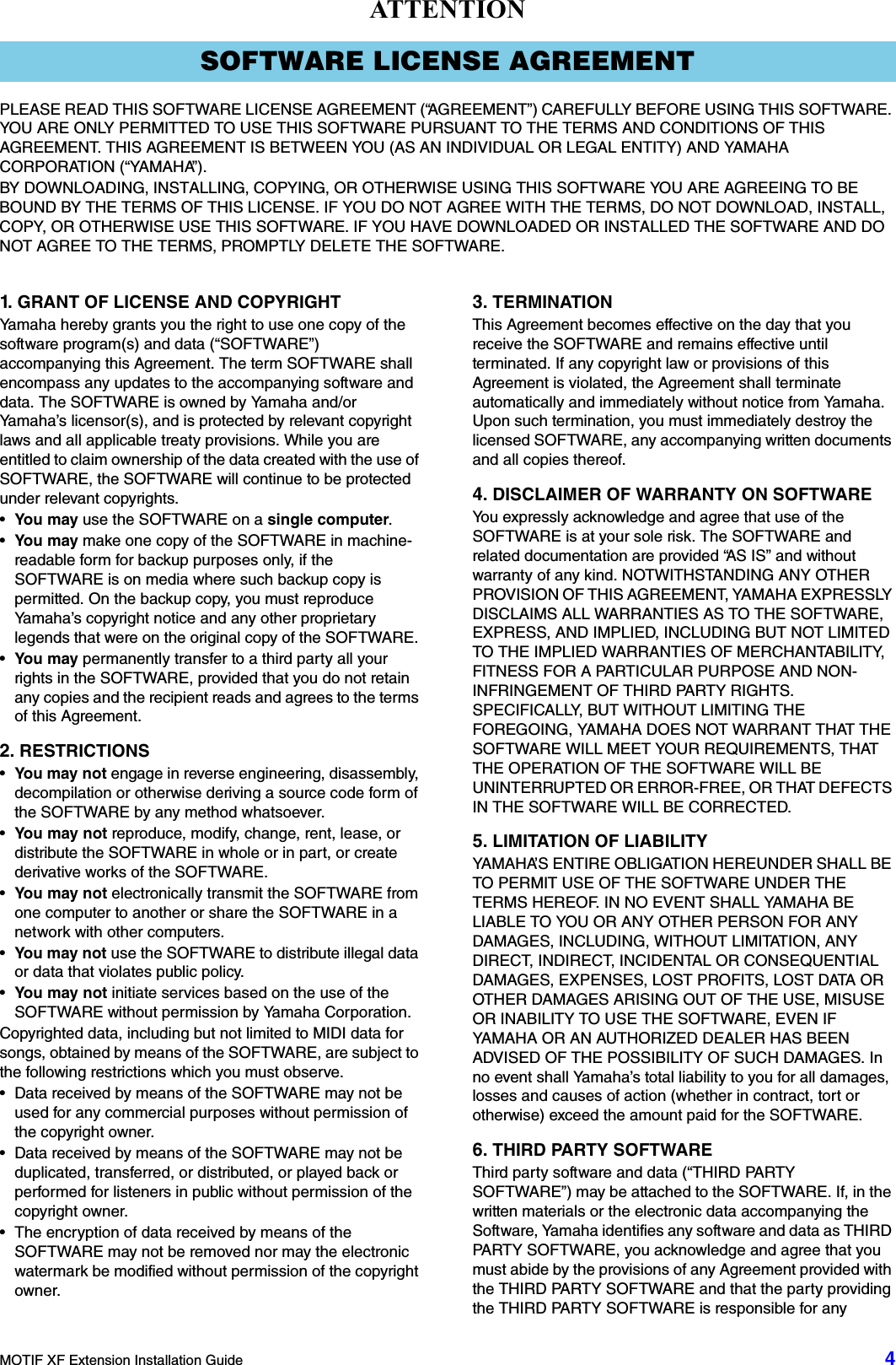 Page 4 of 5 - Yamaha MOTIF XF Extension　Installation Guide Extension Installation Motifxf En Ig A0