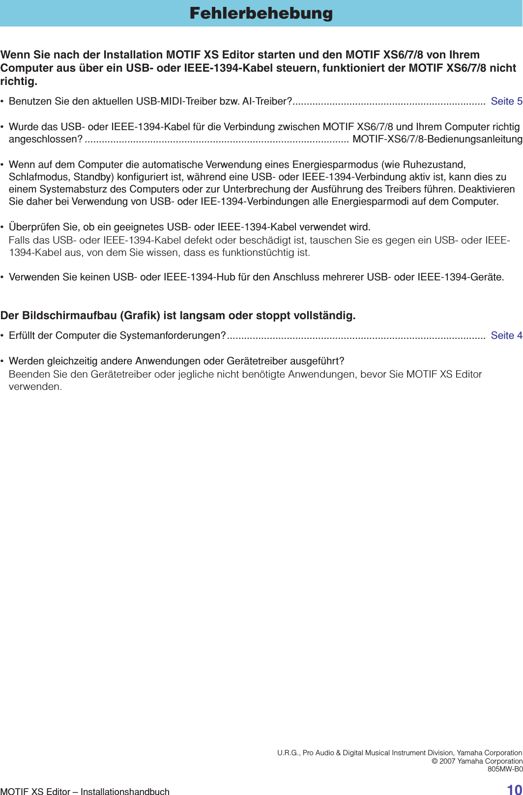 Page 10 of 10 - Yamaha MOTIF XS Editor Installation Guide XS6/MOTIF XS7/MOTIF XS8 Motifxs De Ig V11b