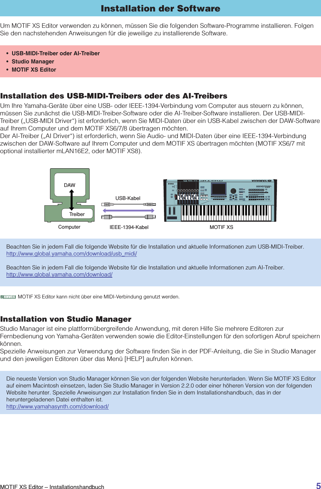 Yamaha MOTIF XS Editor Installation Guide XS6/MOTIF XS7/MOTIF XS8