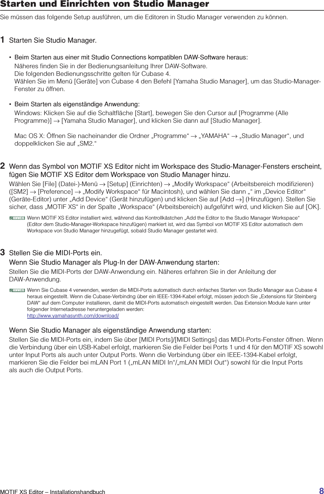 Page 8 of 10 - Yamaha MOTIF XS Editor Installation Guide XS6/MOTIF XS7/MOTIF XS8 Motifxs De Ig V11b