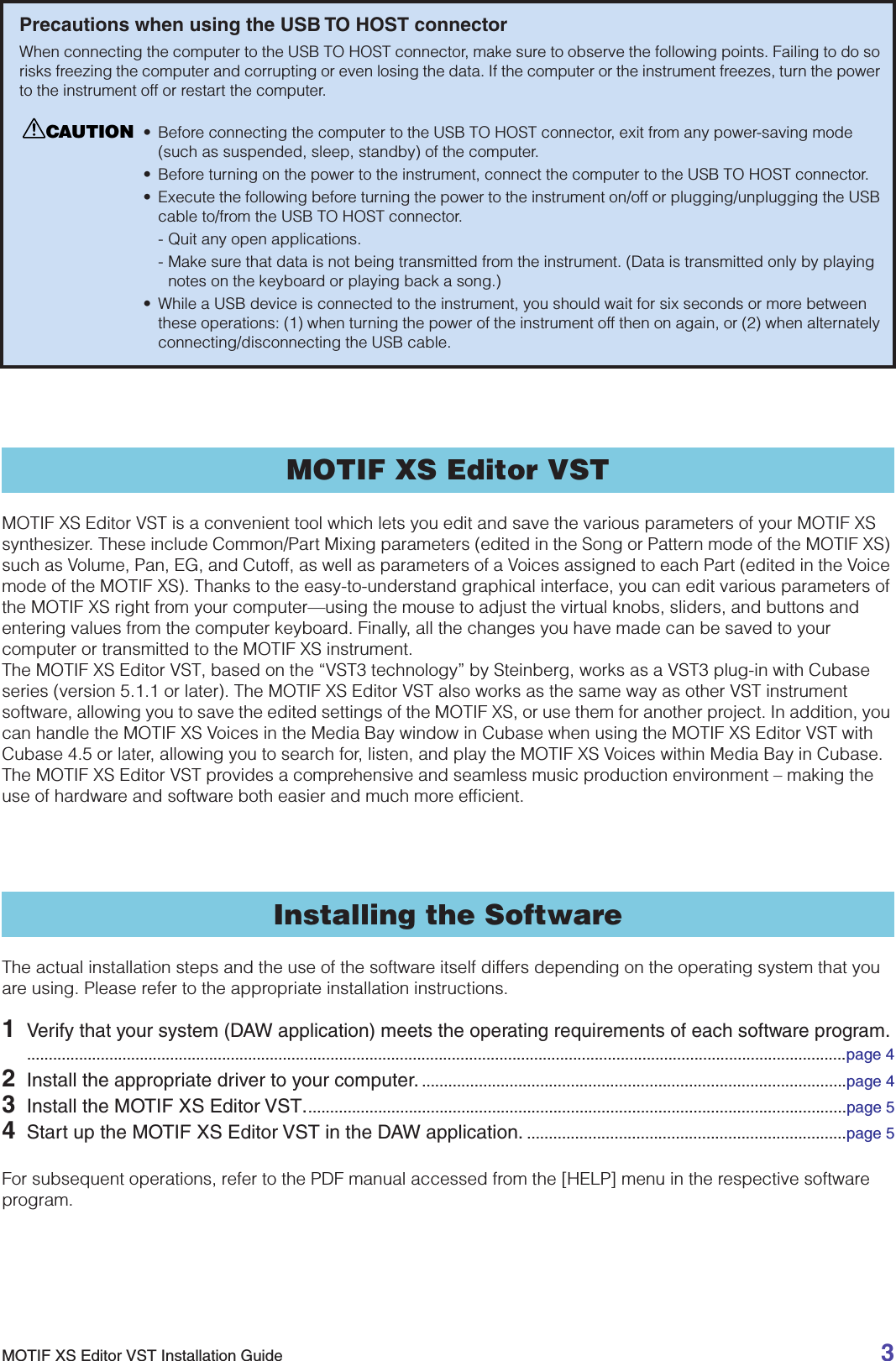 Yamaha MOTIF XS Editor VST Installation Guide XS6/MOTIF XS7/MOTIF XS8