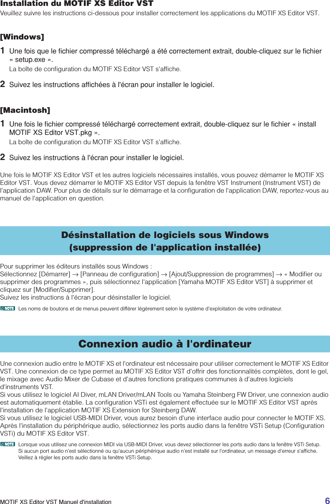 Page 6 of 7 - Yamaha MOTIF XS Editor VST Installation Guide XS6/MOTIF XS7/MOTIF XS8 (V1.2.0 - V1.5.0) Motifxs Editorvst Fr Ig B0