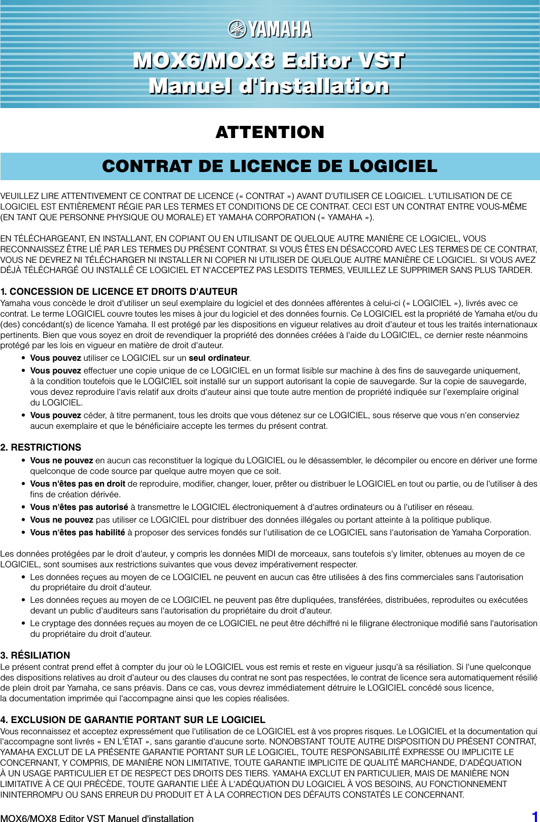 Page 1 of 6 - Yamaha MOX6/MOX8 Editor VST Installation Guide (V1.5.1 Or Later) Mox6mox8 Editorvst Fr Ig C0