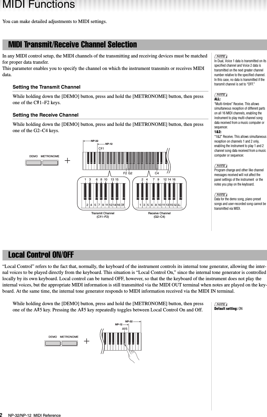 Page 2 of 7 - Yamaha NP-32/NP-12 MIDI Reference Np32np12 En Mr A0