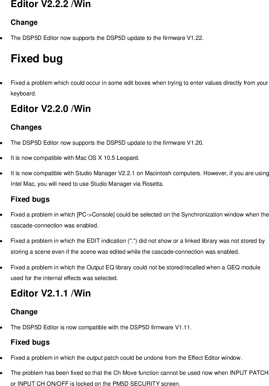 Page 3 of 3 - Yamaha Previous DSP5D Editor For Win Version Information Versions