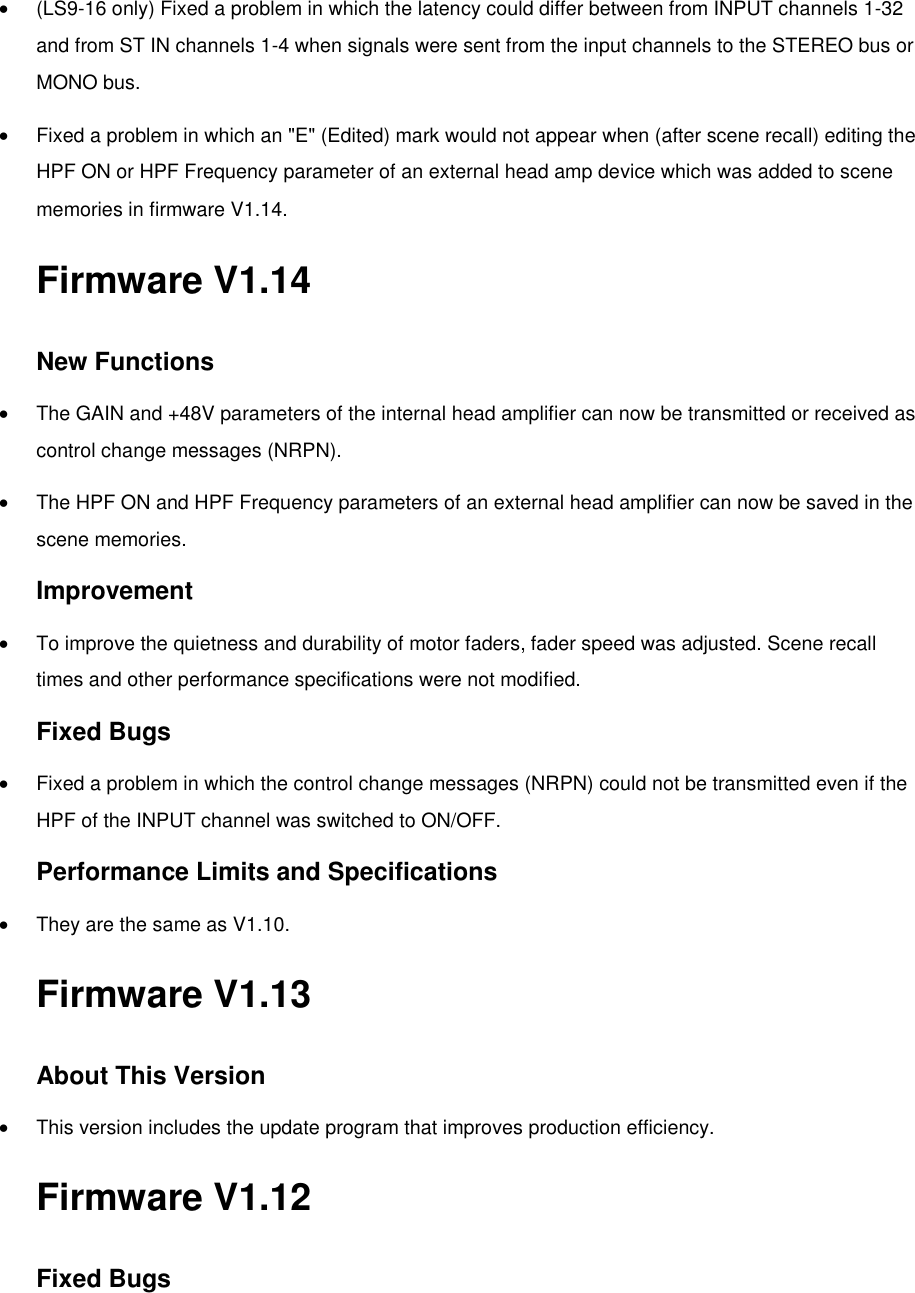 Page 6 of 9 - Yamaha Previous LS9 Firmware Version Information Versions