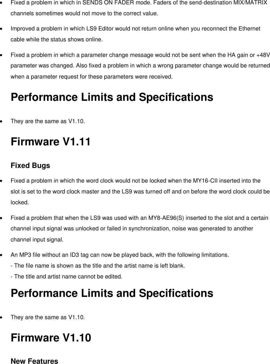 Page 7 of 9 - Yamaha Previous LS9 Firmware Version Information Versions