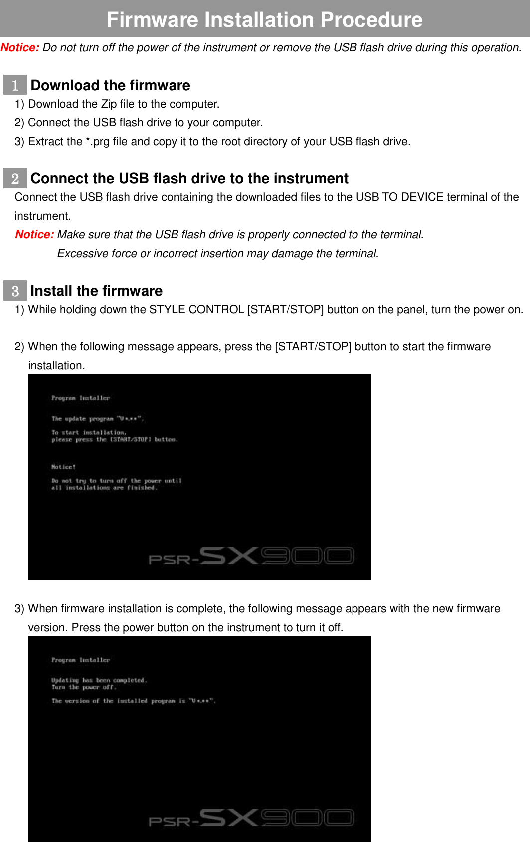Page 1 of 2 - Yamaha PSR-SX900 Installation Guide Firmware En Fi A0