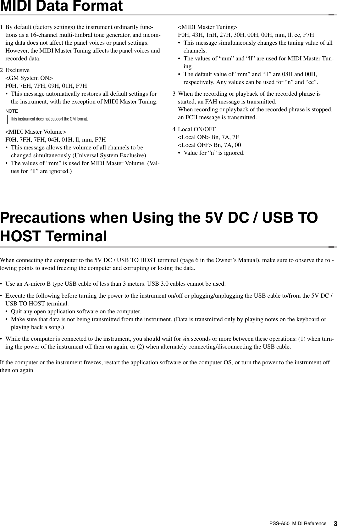 Page 3 of 4 - Yamaha PSS-A50 MIDI Reference Pssa50 En Mr A0