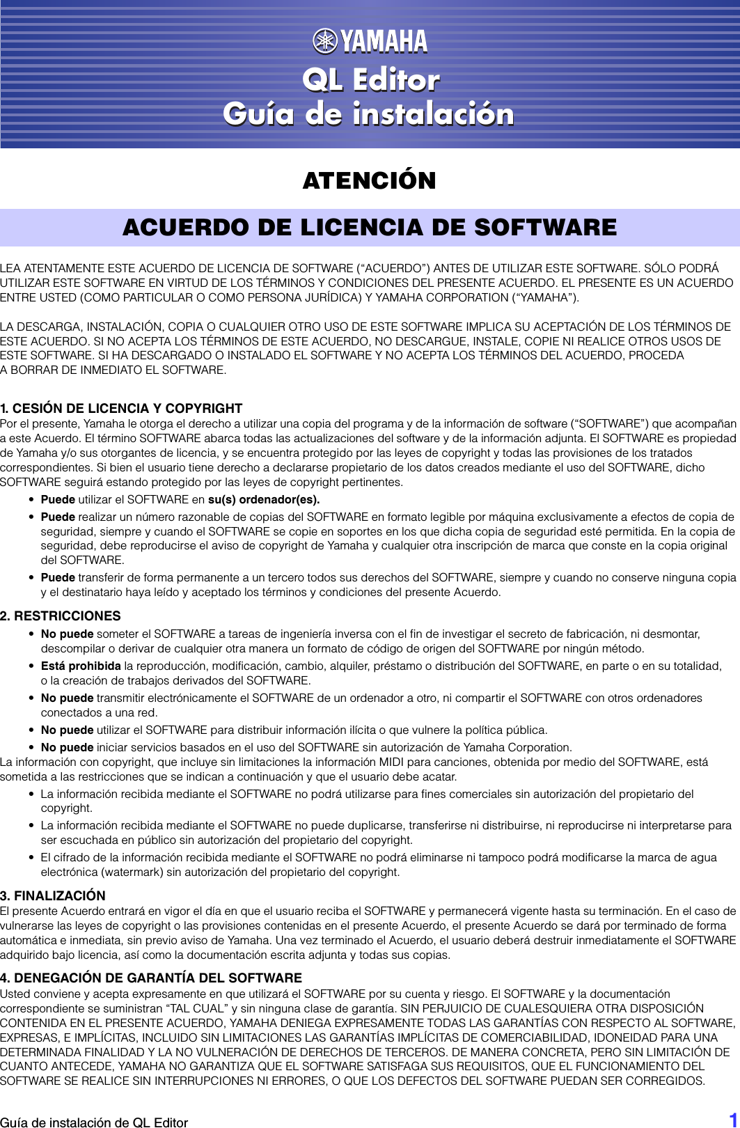 Page 1 of 10 - Yamaha QL Editor Installation Guide Qleditor Es Ig B0