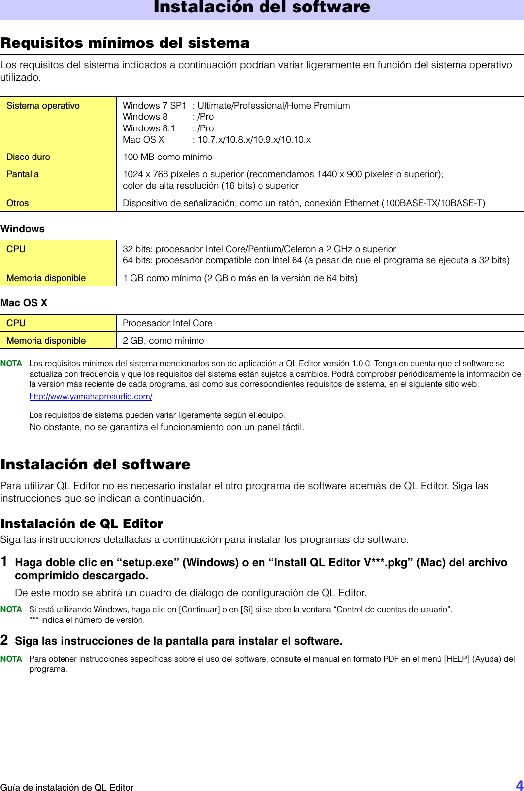 Page 4 of 10 - Yamaha QL Editor Installation Guide Qleditor Es Ig B0