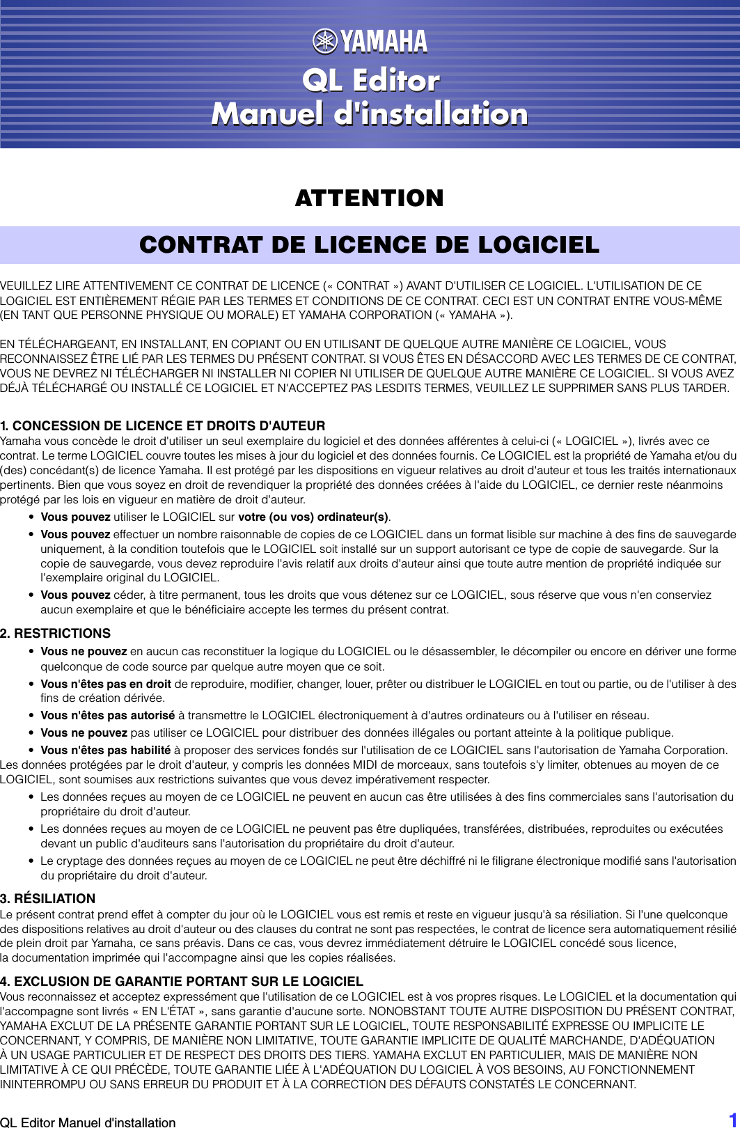 Page 1 of 10 - Yamaha QL Editor Installation Guide Qleditor Fr Ig B0