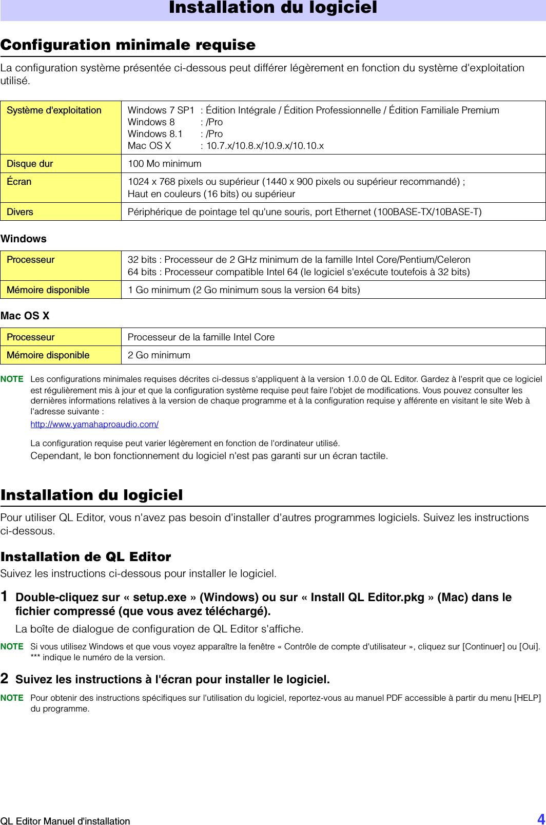 Page 4 of 10 - Yamaha QL Editor Installation Guide Qleditor Fr Ig B0