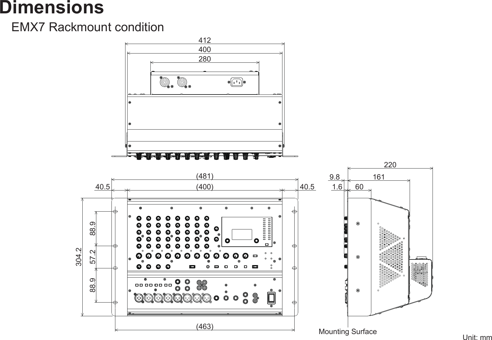 Yamaha RK EMX7 Dimensions