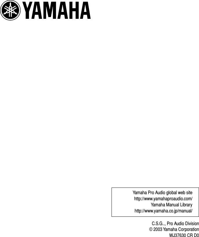 Page 11 of 11 - Yamaha S112V/S115V/S215V/SM10V/SM12V/SM15V Owner's Manual Club Series V S112v Es Om D0