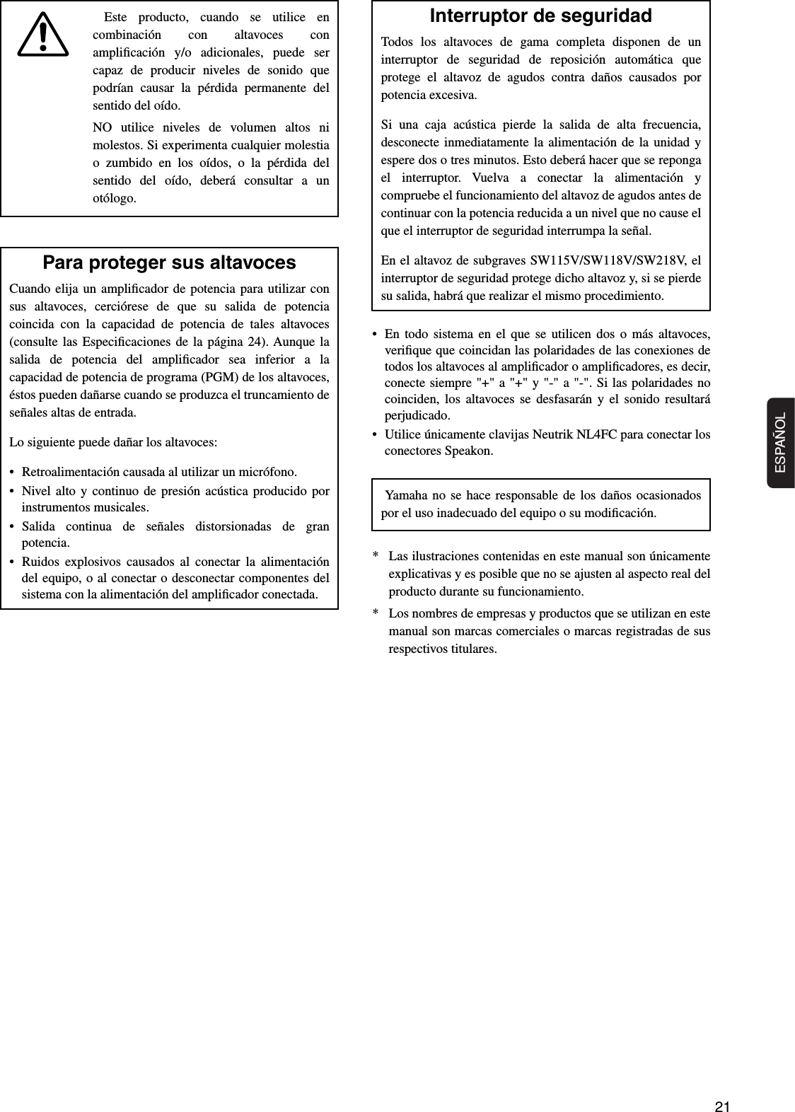 Page 3 of 11 - Yamaha S112V/S115V/S215V/SM10V/SM12V/SM15V Owner's Manual Club Series V S112v Es Om D0