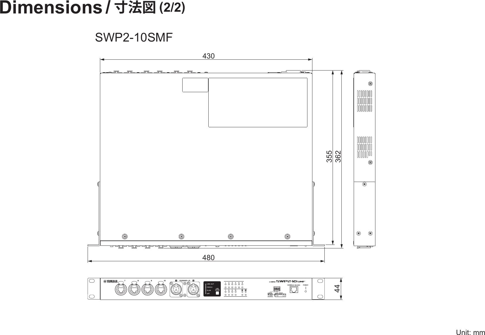 Yamaha SWP2 10MMF, 10SMF Dimensions 10mmf