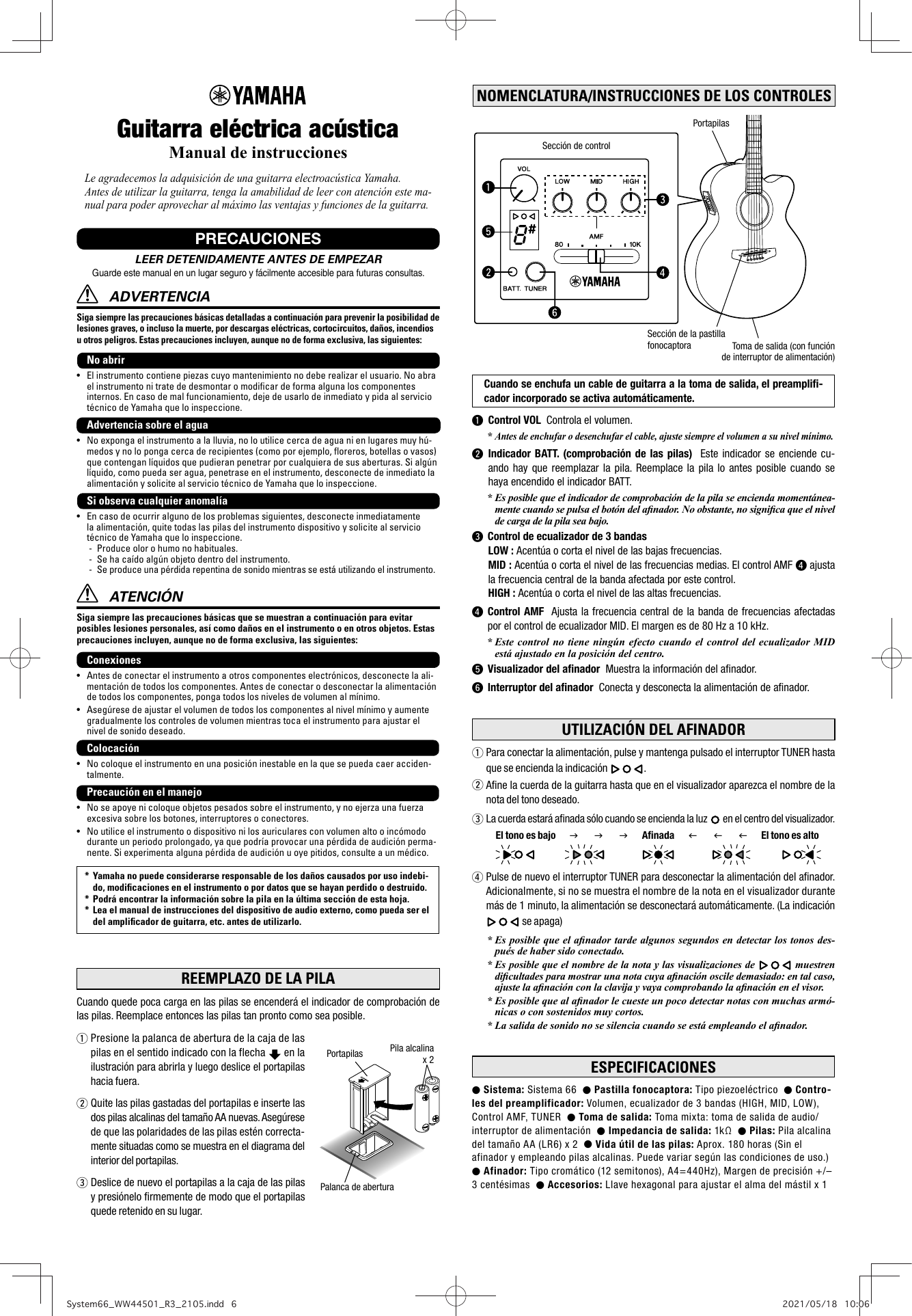 Page 1 of 5 - Yamaha System66 Owner's Manual Electric Es Om R3