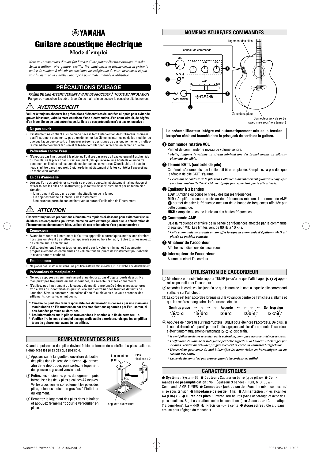 Page 1 of 5 - Yamaha System66 Owner's Manual Electric Fr Om R3