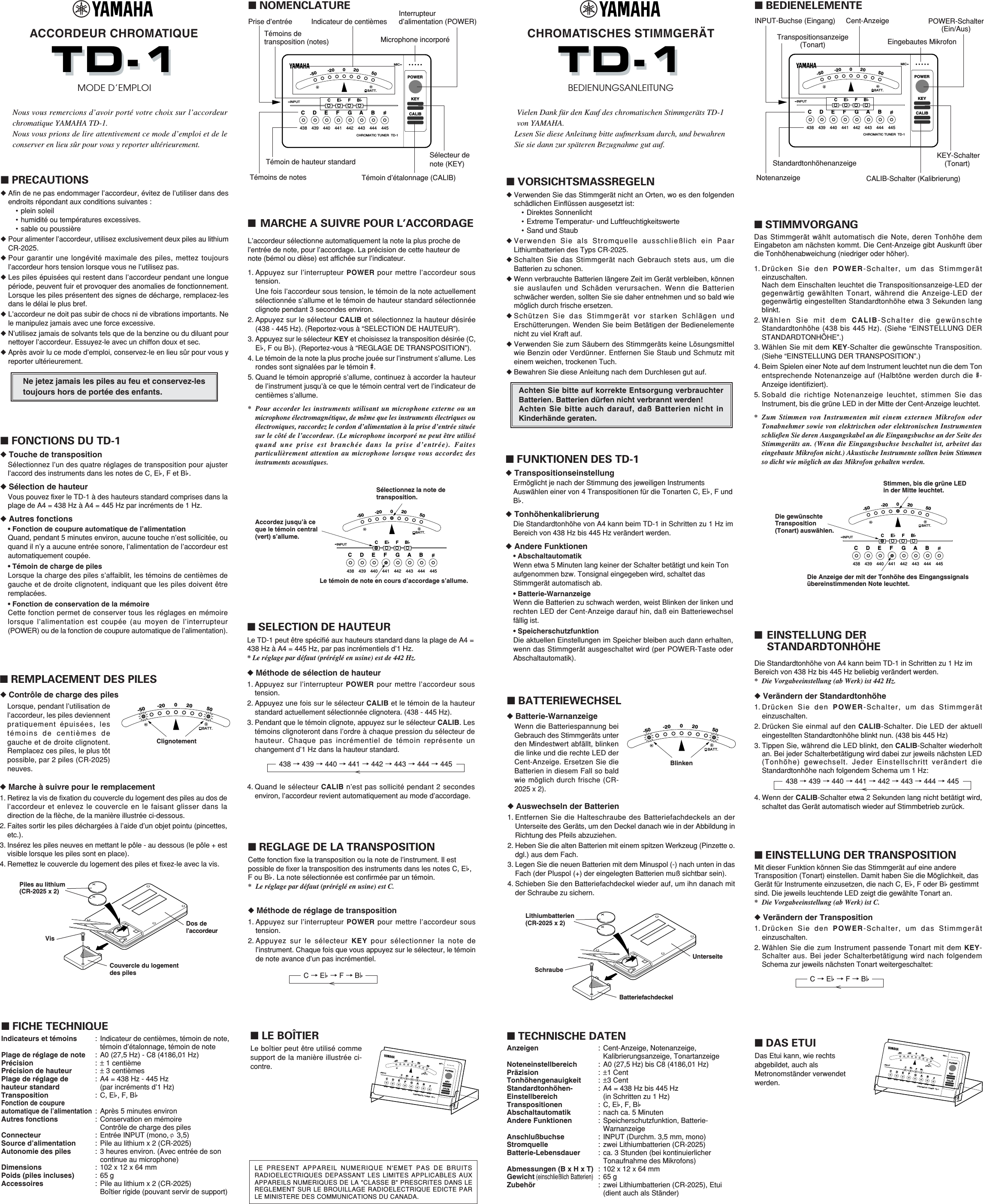 Page 2 of 4 - Yamaha  TD-1 Owner's Manual Td1 En