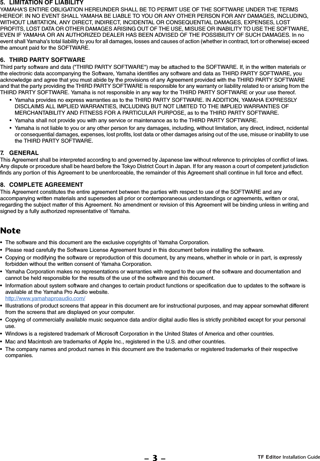 Page 3 of 8 - Yamaha TF Editor Installation Guide Tfeditor Ig En B0