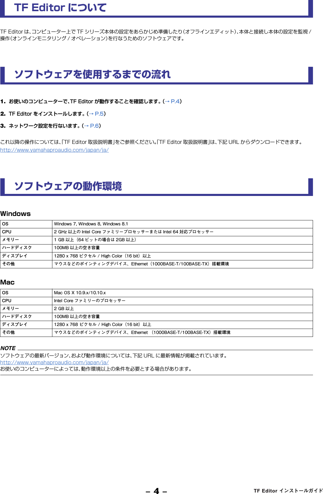Yamaha TF Editor インストールガイド Tfeditor Ig Ja B0
